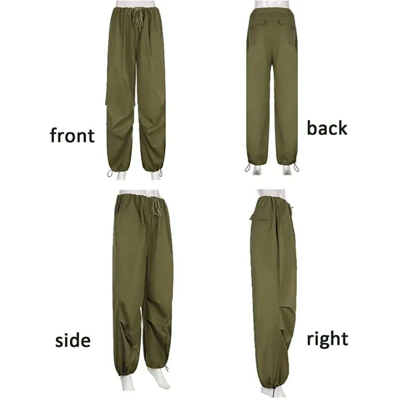 Women's Baggy Cargo Pants Wide Leg Hip Hop Casual Relaxed Fit Sweatpants Hipster Parachute Cargo Pants Y2K
