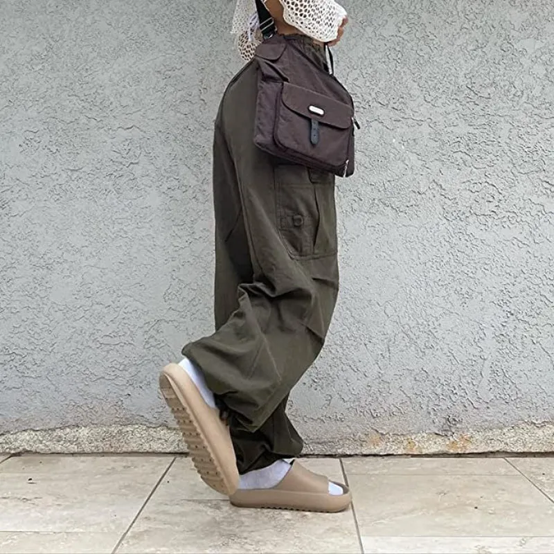 Women's Baggy Cargo Pants Wide Leg Hip Hop Casual Relaxed Fit Sweatpants Hipster Parachute Cargo Pants Y2K