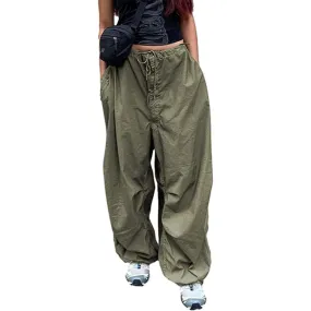 Women's Baggy Cargo Pants Wide Leg Hip Hop Casual Relaxed Fit Sweatpants Hipster Parachute Cargo Pants Y2K