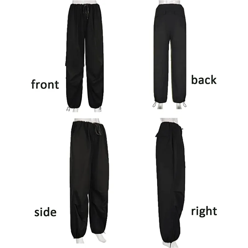 Women's Baggy Cargo Pants Wide Leg Hip Hop Casual Relaxed Fit Sweatpants Hipster Parachute Cargo Pants Y2K