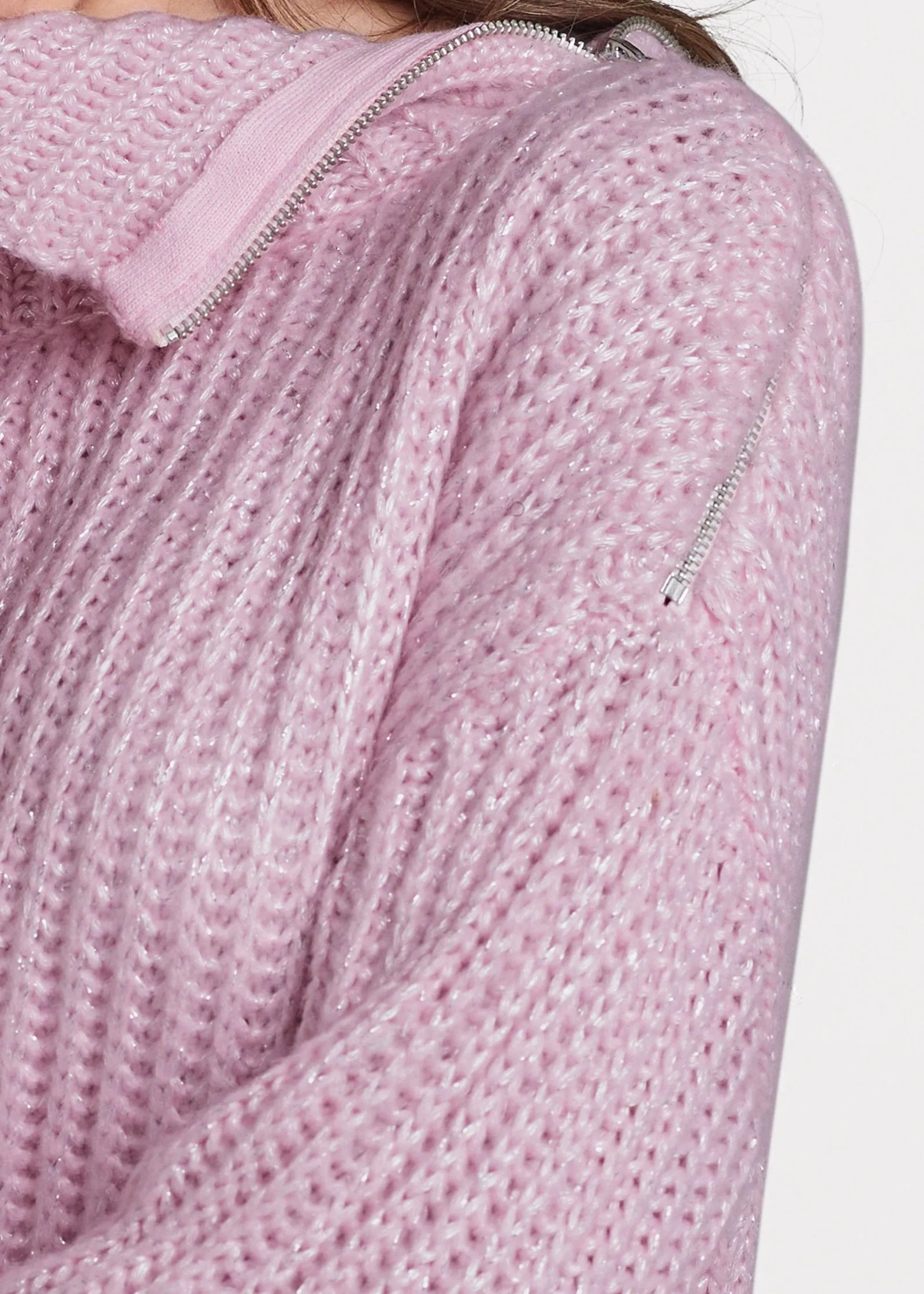 Zipper Detail Sweater - Pink